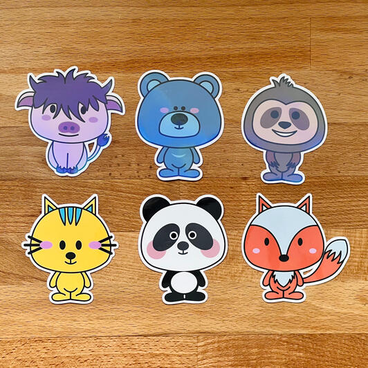 Cute Animal Friends Die-Cut Vinyl Sticker, Kawaii Sticker, Gift For Laptop, Bottles, Journal, Tablets, Clear Glossy/Holographic